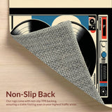 Ultra Soft Area Rug, Non Slip, Stain Resistant, Washable Area Rugs for Living Room, Bedroom, vinyl record half round(Black)