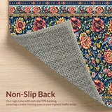 Ultra Soft Area Rug, Non Slip, Stain Resistant, Washable Area Rugs for Living Room, Bedroom, Paisley Floral Printed(Blue)