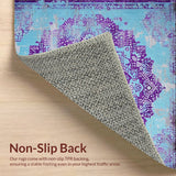 Ultra Soft Area Rug, Non Slip, Stain Resistant, Washable Area Rugs for Living Room, Bedroom, Boho Chic Distressed Area Rug(Blue)