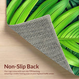 Ultra Soft Area Rug, Non Slip, Stain Resistant, Washable Area Rugs for Living Room, Bedroom, Tropical Leaf Velvet(Green)