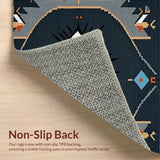 Ultra Soft Area Rug, Non Slip, Stain Resistant, Washable Area Rugs for Living Room, Bedroom, Boho Evil Eye Soft Cotton Runner(Blue)