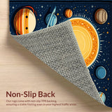 Ultra Soft Area Rug, Non Slip, Stain Resistant, Washable Area Rugs for Living Room, Bedroom, Colorful Solar System Educational Kids Bedroom Rug(Blue)