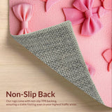 Ultra Soft Area Rug, Non Slip, Stain Resistant, Washable Area Rugs for Living Room, Bedroom, bow shaped coquette bathmat(Pink)