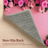 Ultra Soft Area Rug, Non Slip, Stain Resistant, Washable Area Rugs for Living Room, Bedroom, Floral Coquette Bath Mat(Pink)