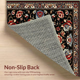 Ultra Soft Area Rug, Non Slip, Stain Resistant, Washable Area Rugs for Living Room, Bedroom, Paisley Floral Thin(Black)
