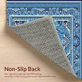 Ultra Soft Area Rug, Non Slip, Stain Resistant, Washable Area Rugs for Living Room, Bedroom, Vintage Chenille Low Pile(Blue)