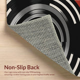 Ultra Soft Area Rug, Non Slip, Stain Resistant, Washable Area Rugs for Living Room, Bedroom, vinyl record patterned round(Gray)
