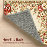 Ultra Soft Area Rug, Non Slip, Stain Resistant, Washable Area Rugs for Living Room, Bedroom, Beige Floral Vintage Stain Resistant Living Room(Beige)
