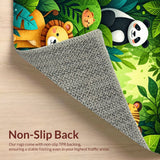 Ultra Soft Area Rug, Non Slip, Stain Resistant, Washable Area Rugs for Living Room, Bedroom, Playful Green Jungle Animal Nursery Rug(Green)