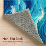 Ultra Soft Area Rug, Non Slip, Stain Resistant, Washable Area Rugs for Living Room, Bedroom, Ocean Beach Wave Polyester(Blue)