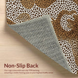 Ultra Soft Area Rug, Non Slip, Stain Resistant, Washable Area Rugs for Living Room, Bedroom, Non-Slip Leopard Print Living Room(Brown)