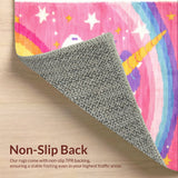 Ultra Soft Area Rug, Non Slip, Stain Resistant, Washable Area Rugs for Living Room, Bedroom, Fluffy Unicorn Shag(Red)