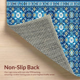Ultra Soft Area Rug, Non Slip, Stain Resistant, Washable Area Rugs for Living Room, Bedroom, Non-Slip Vintage Geometric Living Room Rug(Blue)
