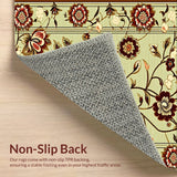 Ultra Soft Area Rug, Non Slip, Stain Resistant, Washable Area Rugs for Living Room, Bedroom, Soft Floral Transitional Living Room Rug(Beige)