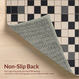 Ultra Soft Area Rug, Non Slip, Stain Resistant, Washable Area Rugs for Living Room, Bedroom, Modern Checkered Non-Slip Patio Rug(Black)