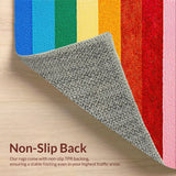 Ultra Soft Area Rug, Non Slip, Stain Resistant, Washable Area Rugs for Living Room, Bedroom, Rainbow Stripe Plush(Red)