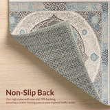 Ultra Soft Area Rug, Non Slip, Stain Resistant, Washable Area Rugs for Living Room, Bedroom, Boho Transitional Damask(Beige) - ODIKA