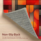 Ultra Soft Area Rug, Non Slip, Stain Resistant, Washable Area Rugs for Living Room, Bedroom, Abstract Geometric Indoor(Red)