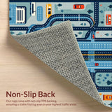 Ultra Soft Area Rug, Non Slip, Stain Resistant, Washable Area Rugs for Living Room, Bedroom, City Map Race Track(Blue)