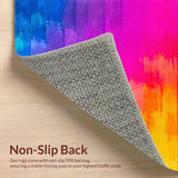 Ultra Soft Area Rug, Non Slip, Stain Resistant, Washable Area Rugs for Living Room, Bedroom, Fluffy Rainbow Tie-Dye(Red)