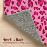 Ultra Soft Area Rug, Non Slip, Stain Resistant, Washable Area Rugs for Living Room, Bedroom, Leopard Print Washable(Pink)