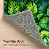 Ultra Soft Area Rug, Non Slip, Stain Resistant, Washable Area Rugs for Living Room, Bedroom, Non-Slip Tropical Green Kitchen Runner(Green)