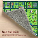 Ultra Soft Area Rug, Non Slip, Stain Resistant, Washable Area Rugs for Living Room, Bedroom, Race Track Play Mat(Green)
