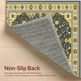 Ultra Soft Area Rug, Non Slip, Stain Resistant, Washable Area Rugs for Living Room, Bedroom, Soft Velvet Arabic Meditation Mat(Blue)