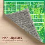 Ultra Soft Area Rug, Non Slip, Stain Resistant, Washable Area Rugs for Living Room, Bedroom, town city road playmat(Green)