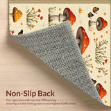 Ultra Soft Area Rug, Non Slip, Stain Resistant, Washable Area Rugs for Living Room, Bedroom, Unique Mushroom Spring Kitchen Decor(Beige)