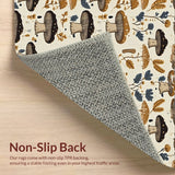 Ultra Soft Area Rug, Non Slip, Stain Resistant, Washable Area Rugs for Living Room, Bedroom, Vintage Boho Mushroom(Beige)