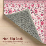 Ultra Soft Area Rug, Non Slip, Stain Resistant, Washable Area Rugs for Living Room, Bedroom, Vintage Floral Soft Non-Slip Rug(Pink)