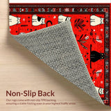 Ultra Soft Area Rug, Non Slip, Stain Resistant, Washable Area Rugs for Living Room, Bedroom, Funny Western Cat(Red)