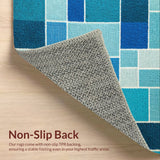 Ultra Soft Area Rug, Non Slip, Stain Resistant, Washable Area Rugs for Living Room, Bedroom, Farmhouse Striped Jute(Blue)