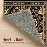 Ultra Soft Area Rug, Non Slip, Stain Resistant, Washable Area Rugs for Living Room, Bedroom, Elegant Floral Non-Slip Living Room Rug(Black)