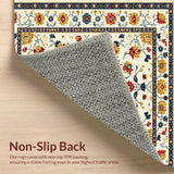 Ultra Soft Area Rug, Non Slip, Stain Resistant, Washable Area Rugs for Living Room, Bedroom, Floral Medallion Vintage(Beige)
