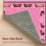 Ultra Soft Area Rug, Non Slip, Stain Resistant, Washable Area Rugs for Living Room, Bedroom, Cowgirl Themed Kitchen Decor Door Mat(Pink)
