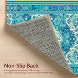 Ultra Soft Area Rug, Non Slip, Stain Resistant, Washable Area Rugs for Living Room, Bedroom, Vintage Boho Soft Playroom Rug(Blue)