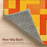 Ultra Soft Area Rug, Non Slip, Stain Resistant, Washable Area Rugs for Living Room, Bedroom, Boho Distressed Low Pile(Orange)