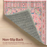 Ultra Soft Area Rug, Non Slip, Stain Resistant, Washable Area Rugs for Living Room, Bedroom, Pastel Traditional Bedroom Area Rug(Pink)