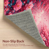 Ultra Soft Area Rug, Non Slip, Stain Resistant, Washable Area Rugs for Living Room, Bedroom, Romantic Pink Floral Non-Slip Bathroom(Pink)