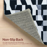 Ultra Soft Area Rug, Non Slip, Stain Resistant, Washable Area Rugs for Living Room, Bedroom, Modern Geometric Non-Shedding(Black)
