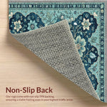Ultra Soft Area Rug, Non Slip, Stain Resistant, Washable Area Rugs for Living Room, Bedroom, Vintage Floral Non-Slip Living Room(Blue) - ODIKA