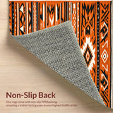 Ultra Soft Area Rug, Non Slip, Stain Resistant, Washable Area Rugs for Living Room, Bedroom, Boho Aztec Distressed(Orange)