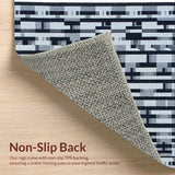 Ultra Soft Area Rug, Non Slip, Stain Resistant, Washable Area Rugs for Living Room, Bedroom, Checkered Geometric(Black)