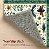 Ultra Soft Area Rug, Non Slip, Stain Resistant, Washable Area Rugs for Living Room, Bedroom, Vintage Green Botanical Living Room Non Slip Rug(Green)