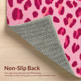 Ultra Soft Area Rug, Non Slip, Stain Resistant, Washable Area Rugs for Living Room, Bedroom, fluffy leopard print(Pink)