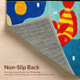 Ultra Soft Area Rug, Non Slip, Stain Resistant, Washable Area Rugs for Living Room, Bedroom, Sea Animals Kids Playroom(Blue)