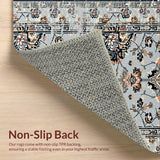 Ultra Soft Area Rug, Non Slip, Stain Resistant, Washable Area Rugs for Living Room, Bedroom, Soft Vintage Floral Living Room Rug(Gray)