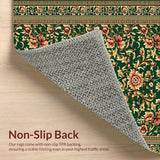 Ultra Soft Area Rug, Non Slip, Stain Resistant, Washable Area Rugs for Living Room, Bedroom, Vintage Floral Non-Slip Living Room Rug(Green)